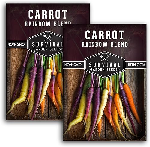 Paquete de 2 semillas de zanahoria de mezcla arcoíris para plantar, paquete con instrucciones para cultivar zanahorias blancas, amarillas, rojas,