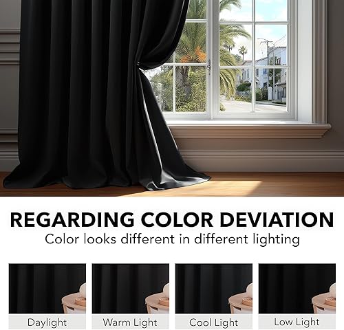 Miniatura 6 de Deconovo Cortinas opacas negras de 84 pulgadas de largo, 70 pulgadas de ancho con pestaña trasera y bolsillo para barra, 2 paneles, 70 x 84