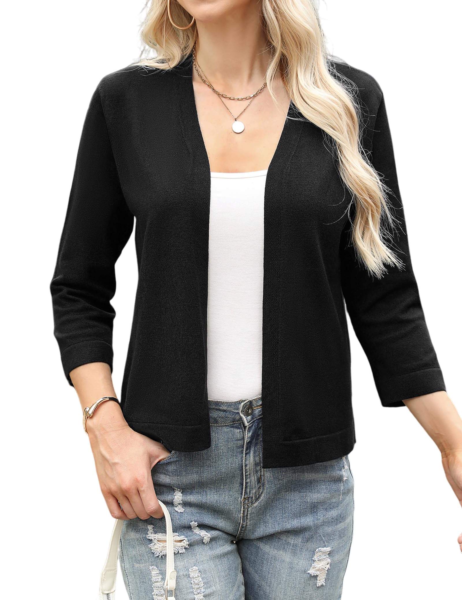 Aottori Bolero Damen Festlich Elegant Kurz Strickjacke Cardigan Kurze Jacke Bolerojacke 3/4 Ärmel Leichte Sommerjacke Kurzjacke Jäckchen für Abendkleider