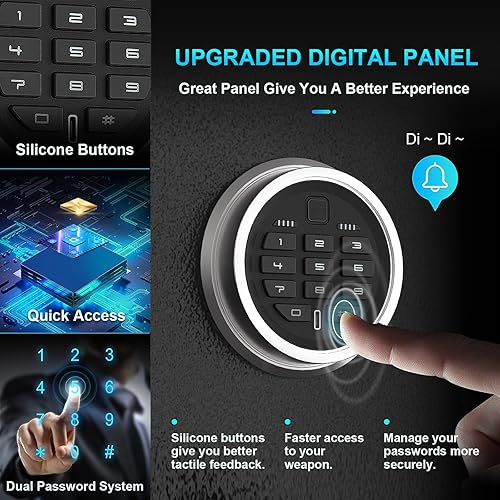 Miniatura 2 de EMAXEE Caja fuerte para pistola de rifle 5-8, gabinete de pistola para rifle y pistolas caseras con teclado digital mejorado y luz LED, cajas