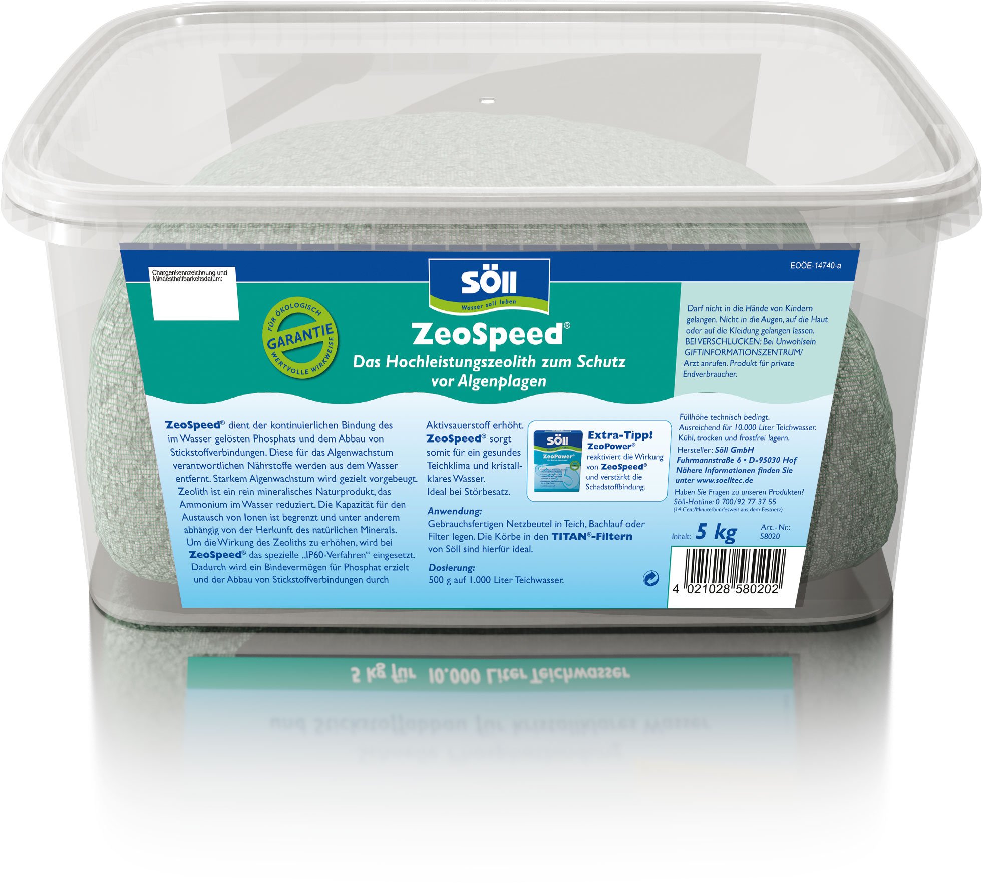 Söll 83697 ZeoSpeed, 5 kg - Hochleistungszeolith zum Schutz vor Algenplagen/gegen Phosphate und Stickstoffe/mineralisches Naturprodukt