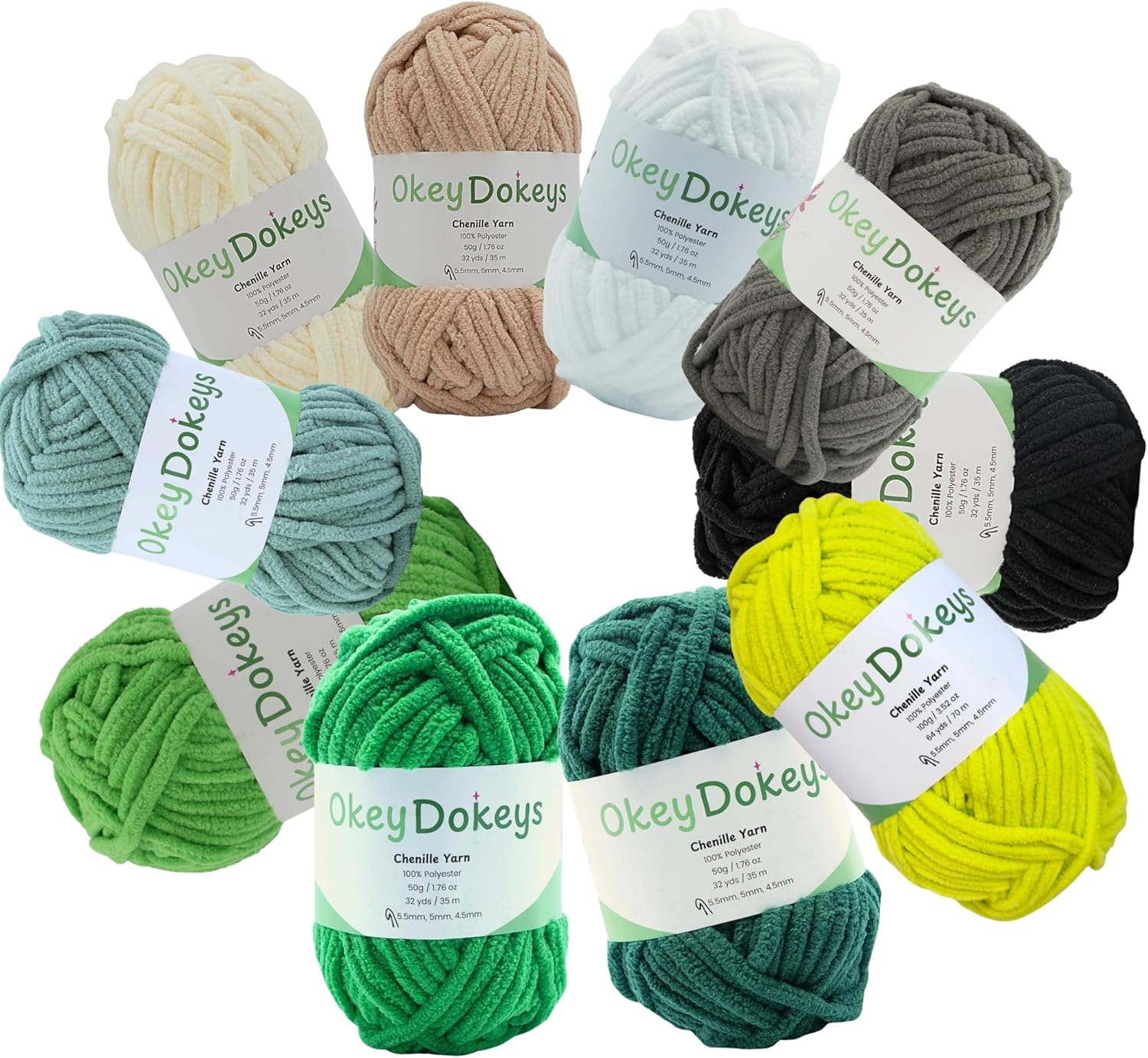 Fully Customizable – Supports Any Color Mix – Automatic Discount at Checkout – Never Compressed to Keep Yarn Fluffy – Size 6 Chenille Yarn (1.76oz/50g 32yds/35m) – 10 Packs – for Crocheting