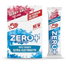 HIGH5 ZERO+ Ultra Electrolytes Hydration Sachets - Triple Strength Hypotonic Sugar Free Electrolytes Powder - Fast Fluid Absorption Rehydration Sachets for Endurance Berry Salt, 16 x 17.5g