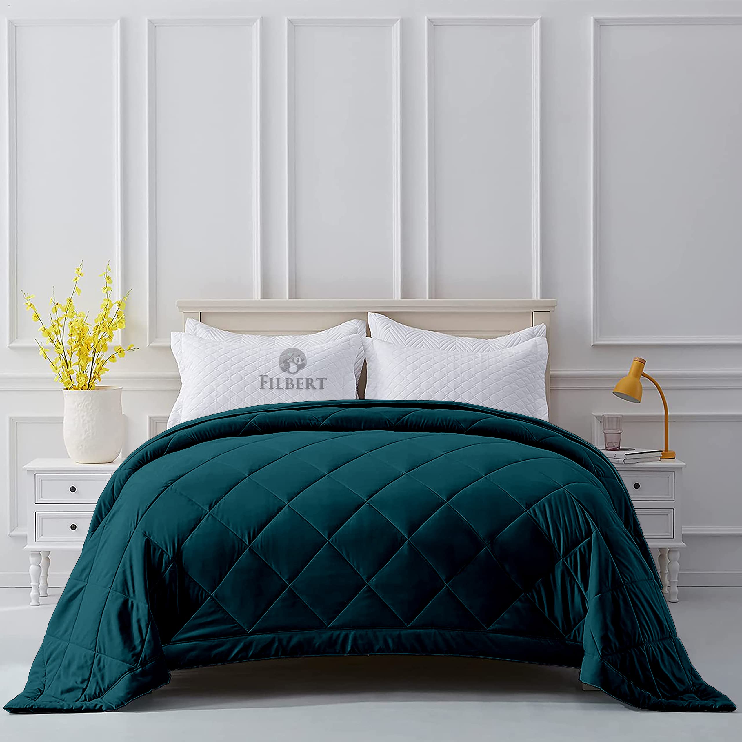 Filbert Microfiber 250 GSM Diamond Stitch Single Bed Comforter Blanket for All Season Light Weight (60" x 90" Inches/152cm x 228cm) - Comforter Single Bed|Teal-image-35