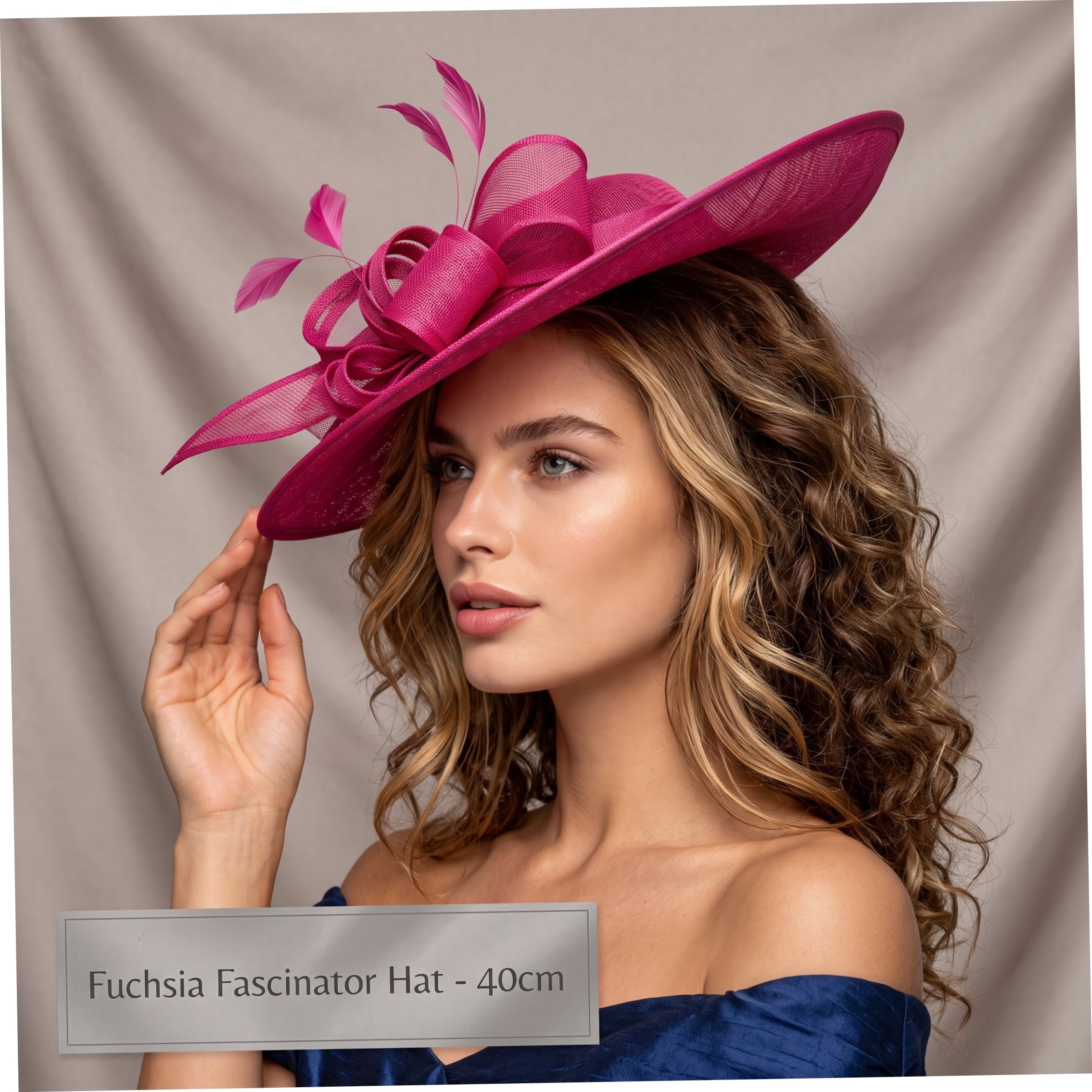 Cappelli da tè da donna, cappelli da fascinator con fiocco da donna rosa rosso 40 cm