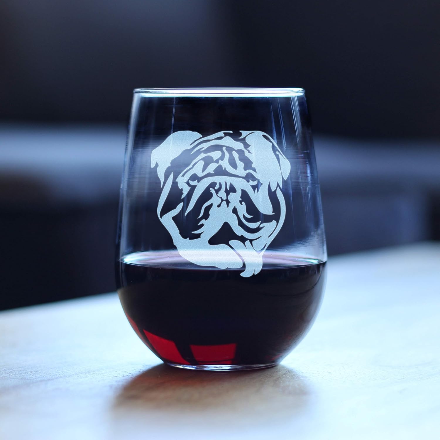 Bevvee Bulldog Stemless Wine Glass - Large Glasses - Cute Gifts for Dog Lovers with English Bulldogs - Image 3