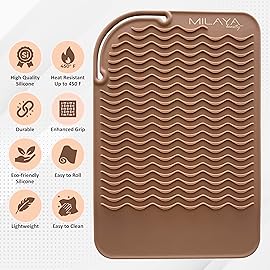 Milaya Beauty Vanity Accessories Heat Resistant Mat - Silicone Flat Iron & Curling Iron Holder, Non-Slip Vanity Mat & Hot Tool Mat for Home, Salon, or Travel Use
