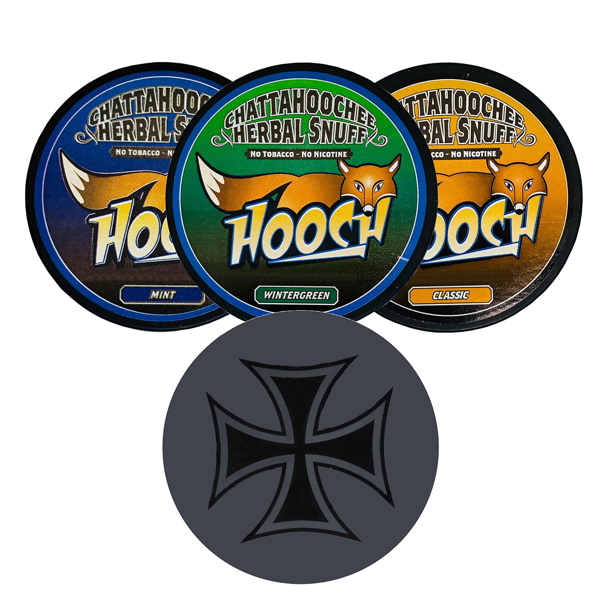 3 Can Variety Sampler (Mint, Wintergreen, and Classic) Rough Cut with DC Crafts Nation Skin Can Cover - Iron Cross