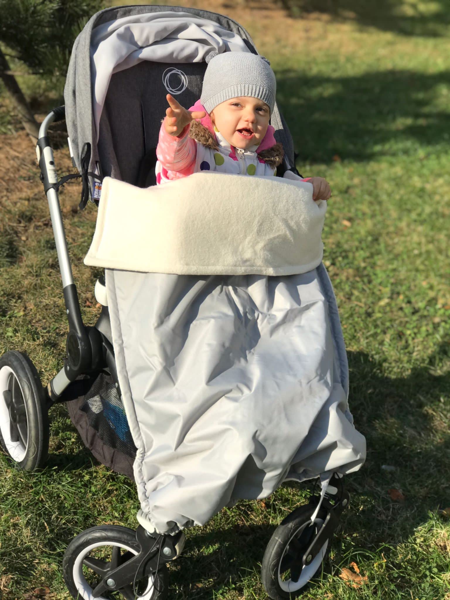 Wasserdichte, warme Decke für den Kinderwagen, Buggy, Jogger (Hellgrau/Bio-Baumwolle)