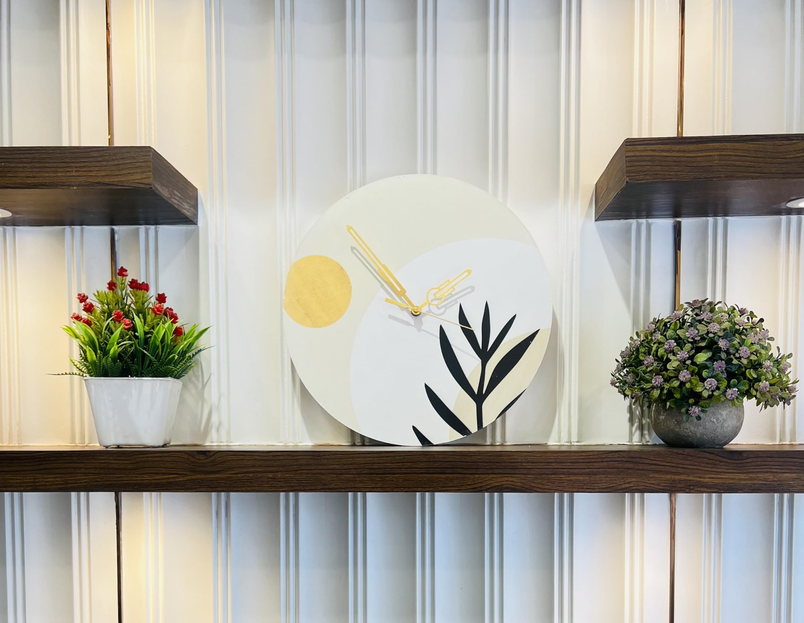 GENESIS ARTS MDF Wood Round Wall Clock | Designer Stylish Timepiece | Ideal Decor for Home, Living Room, Office, or Bedroom - 12x12 Inches | Modern, Elegant, Functional Wall Décor (CLK-1212-WD-09)