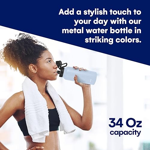 Miniatura 6 de Hydrate Botella de agua aislada de acero inoxidable, 34 onzas, botella de agua de metal grande con diseño a prueba de fugas y asa práctica,