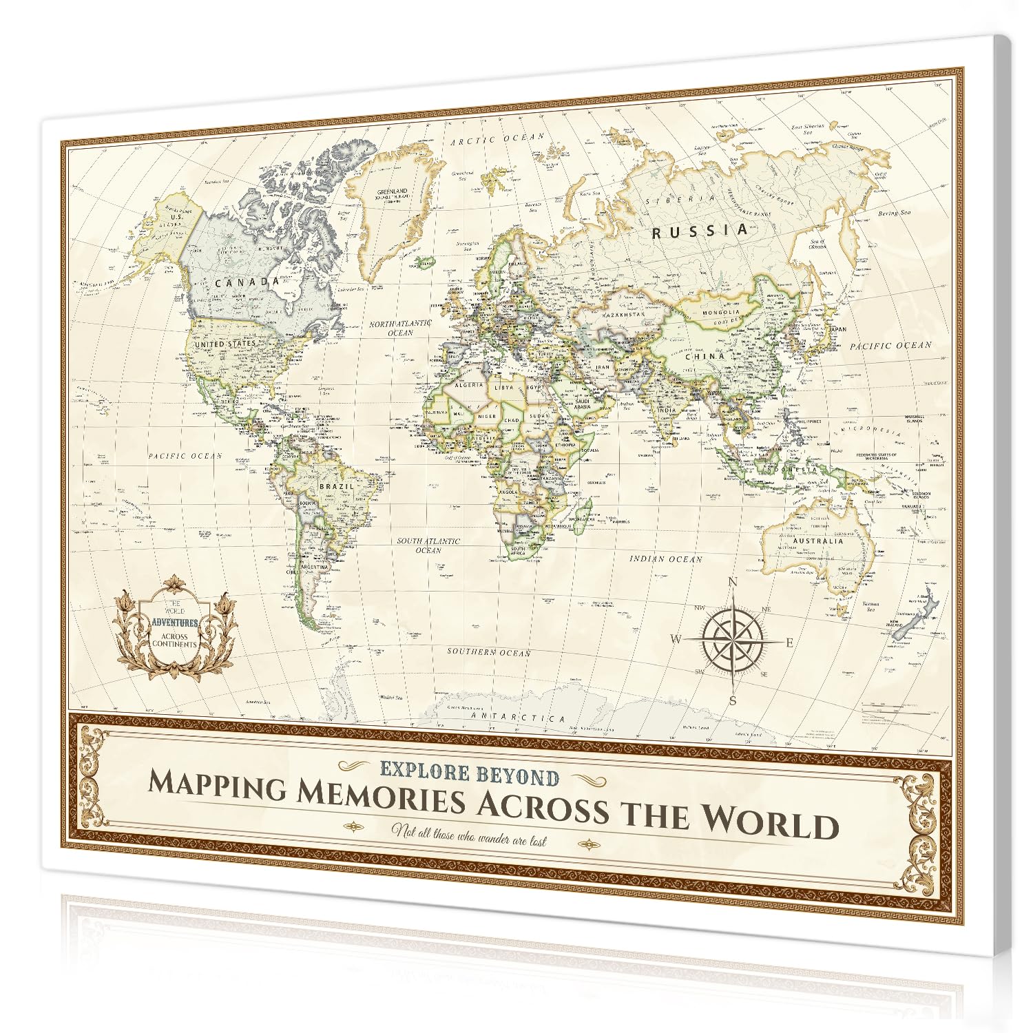 DECORARTS World Maps for Wall, Colorful World Map Canvas, 30x24''