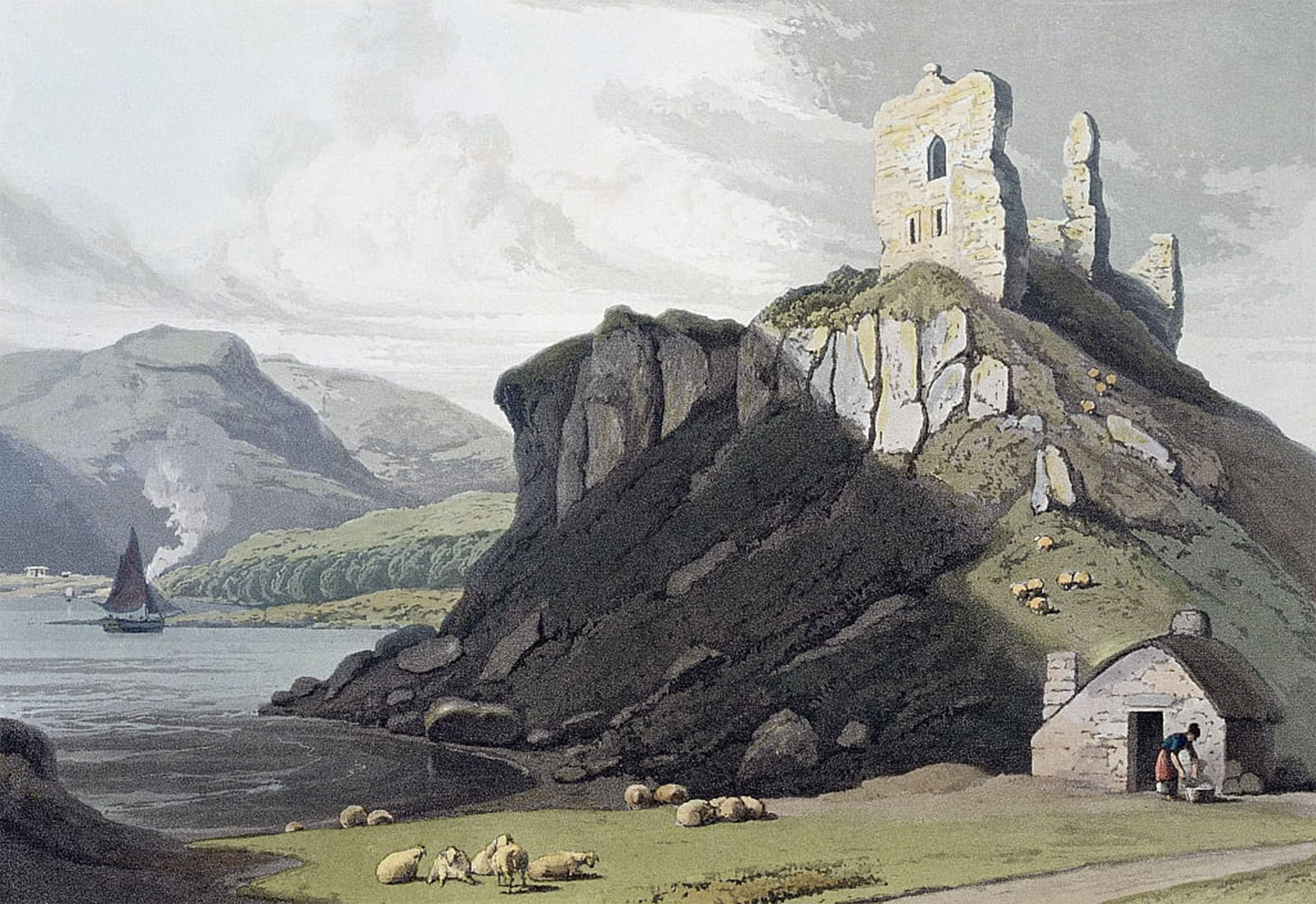 Posteriik No Frame Famous Print Pop Art Wall Art Graffiti Aros Castle Isle Of Mull Scotland By William Daniell Art Prints For Home Decor 60X90cm