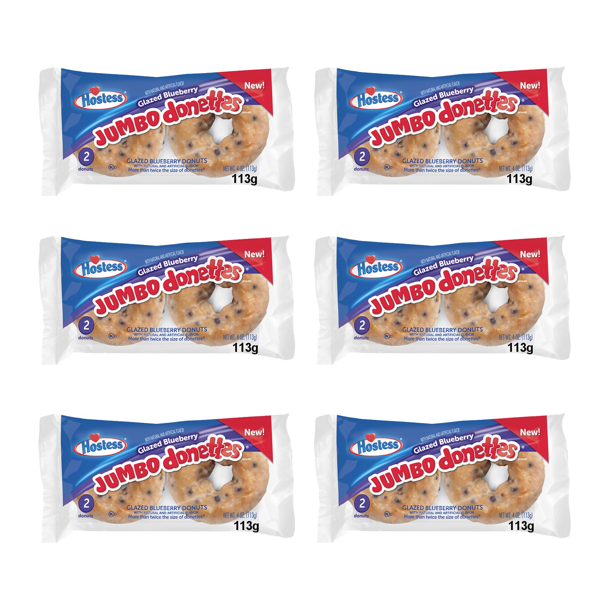 Hostess Glazed Blueberry Jumbo Donettes 4oz (113g) - 6CT