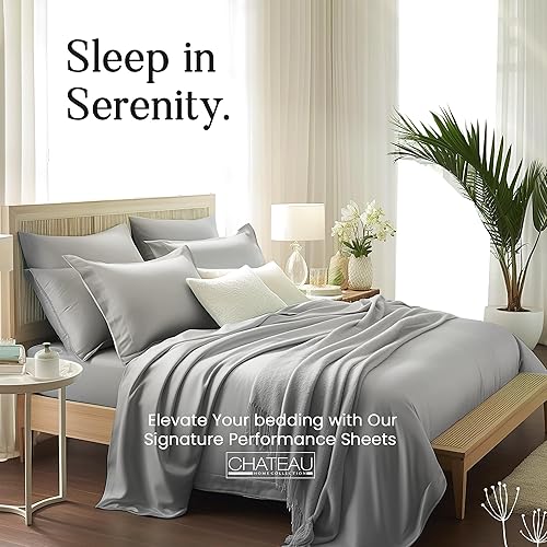 Miniatura 5 de CHATEAU HOME COLLECTION Tencel - Juego de sábanas de algodón suave, transpirable de 300 hilos con certificación Oeko-TEX, tamaño Queen, sábanas