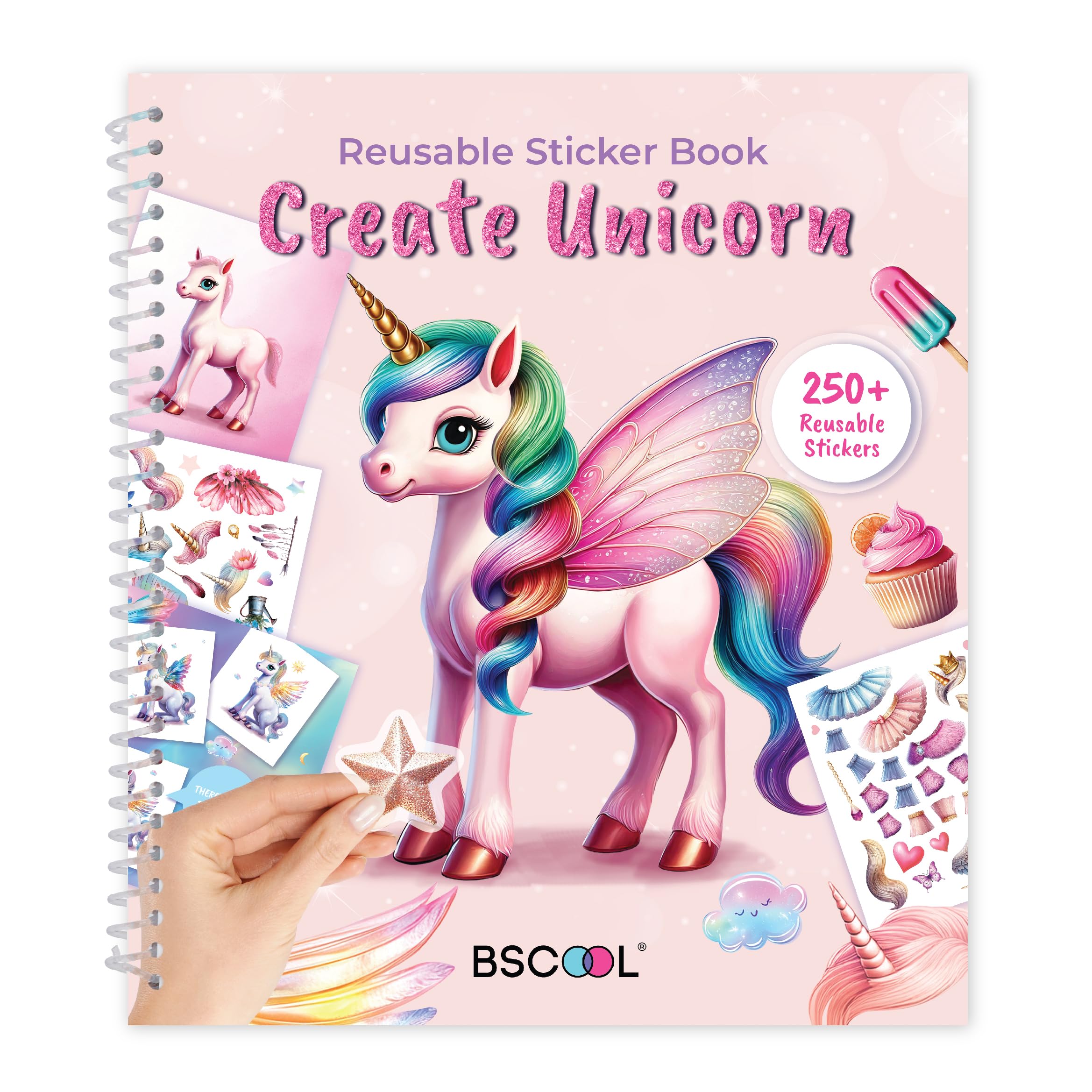 BSCOOL Sticker Dress Up Unicorn - Kids Activity Book Learn Fashion Design for Unicorn with Guides and 250+ Reusable Stickers. Easter Gift for Girls Ages 5,6,7,8 — image 1