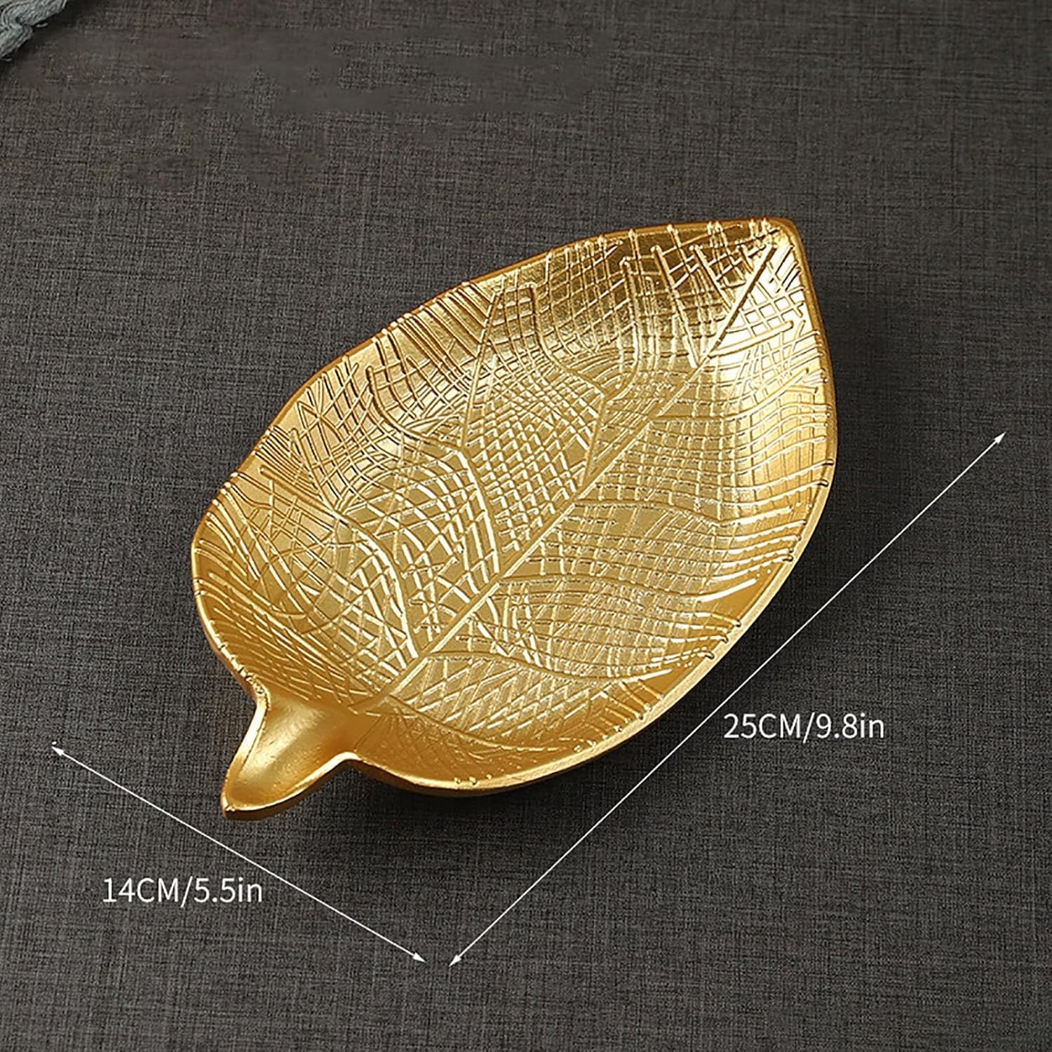 Gold Tray Decorative, Leaf Shaped Trinket Dish, Leaf Tray Fruit Plate Tray Fruit Bowl Leaf Tray Decorative Fruit Plate Serving Dessert Plate for Home(B)