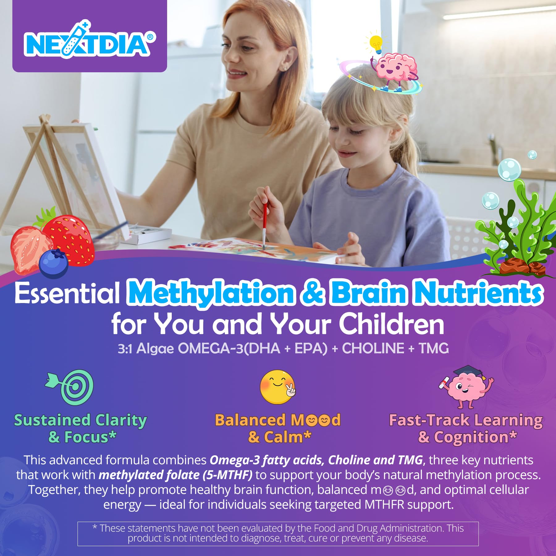 L-Methylfolate 1000mcg Methyl B12 Gummies + Omega-3 for Kids & Adults, 60Ct — Amazon image 5