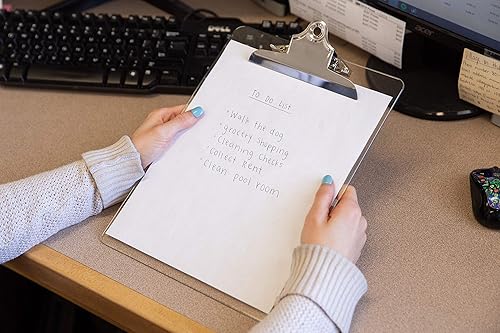 Miniatura 7 de Portapapeles de plástico (juego de 6) portapapeles transparentes (transparente) fuertes de 12.5 x 9 pulgadas, capacidad para 100 hojas. Portapapeles