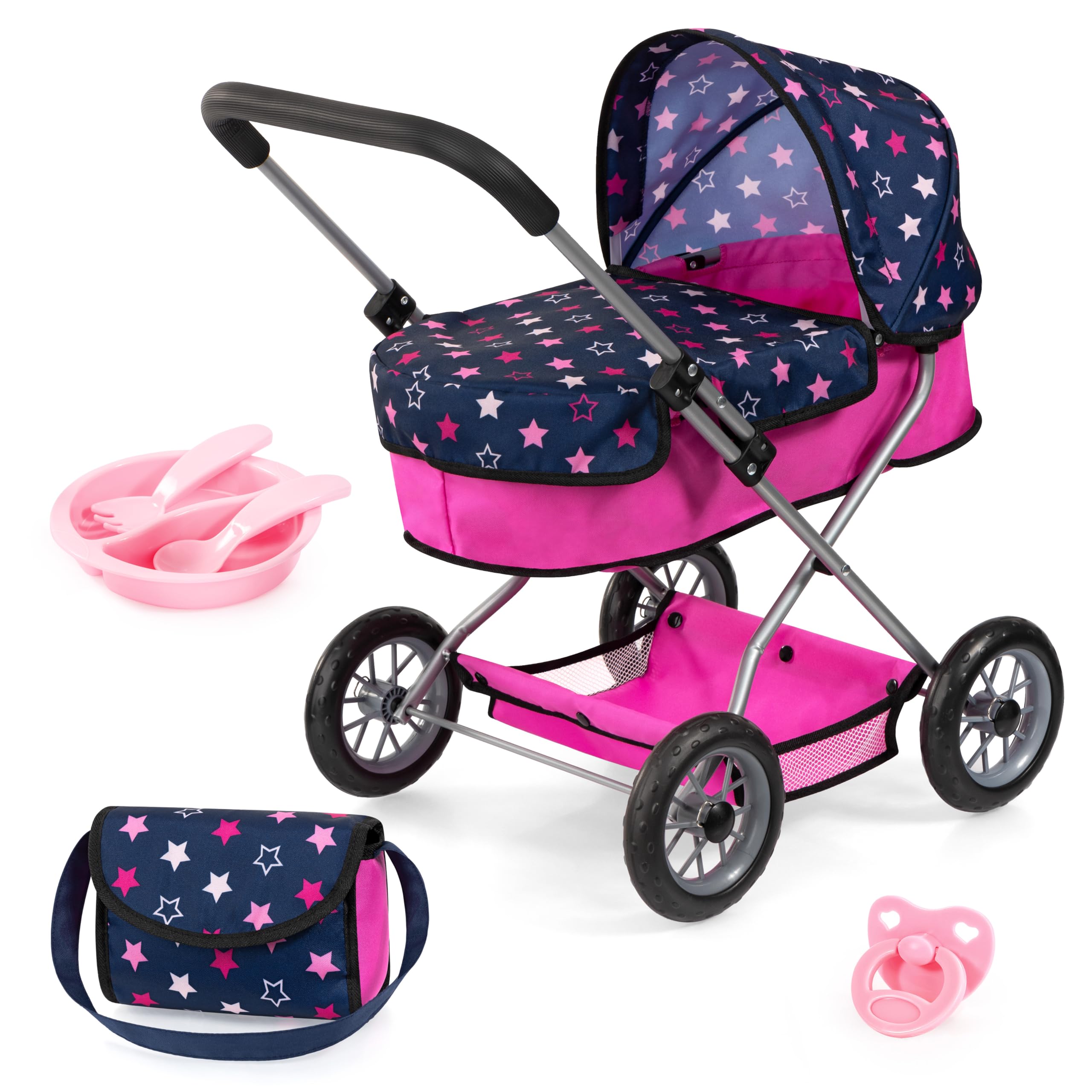 Bayer Design Carrito para muñecas Smarty, Accesorios para muñecas | Carrito para muñecas, accesorios para muñecas, fácil de plegar, con cubiertos de muñeca y bolsa, cesta integrada