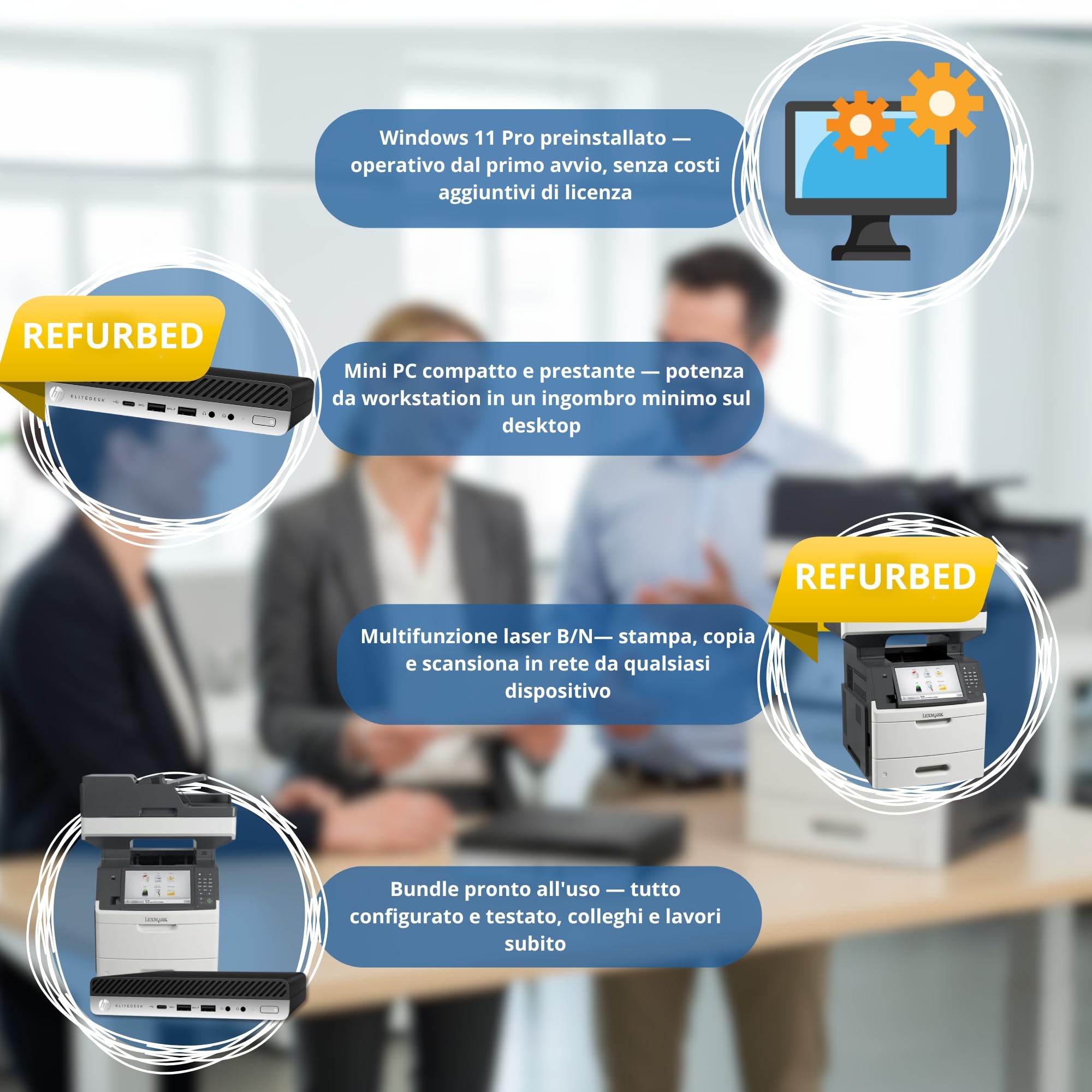 HP EliteDesk 800 G Intel i5 Business Office Multimedia Computer con 24 mesi di garanzia Win 11 Pro Ricondizionato con Multifunzione professionale da 70 pagine al minuto 16GB 256GB SSD