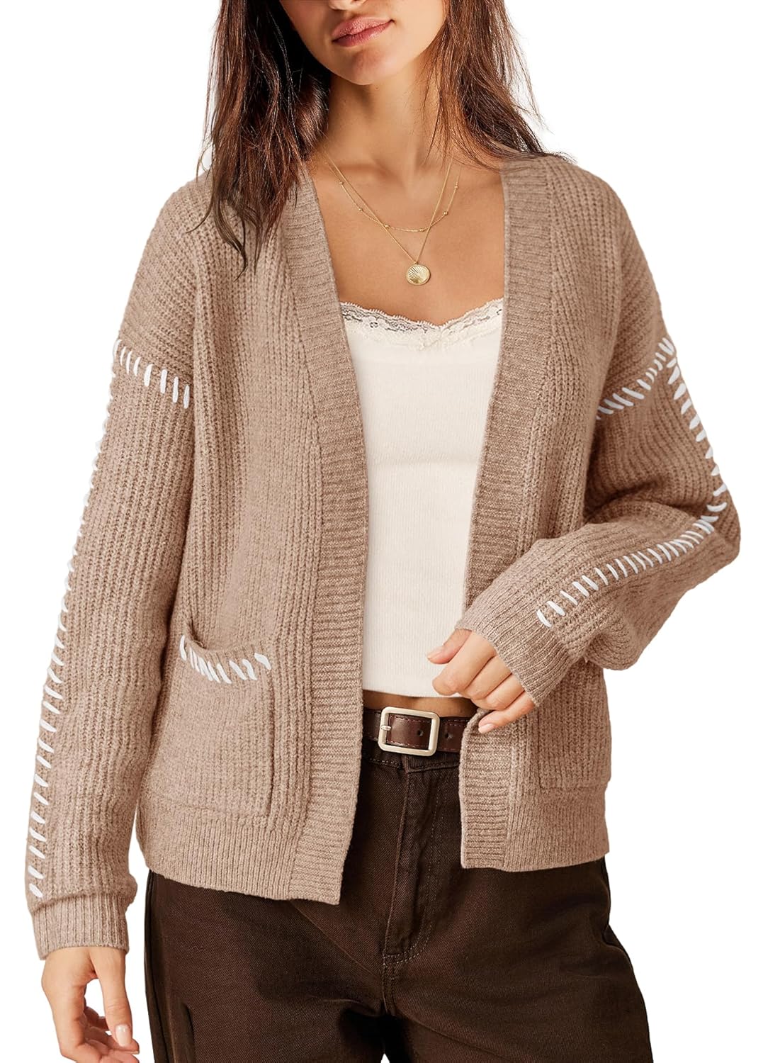 Yanekop Womens Chunky Cardigan Sweaters Oversized Open Front Cardigan Casual Cable Knit Sweater Trendy Fall Fashion