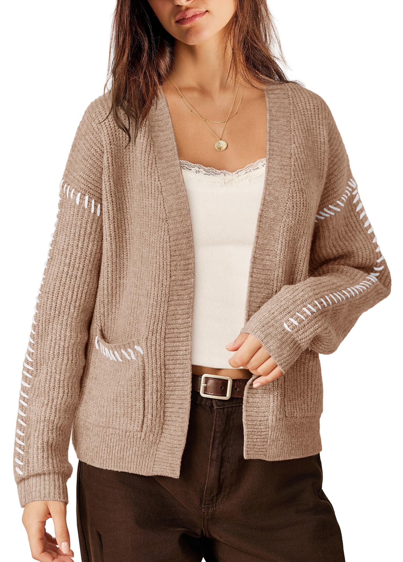 Yanekop Womens Chunky Cardigan Sweaters Oversized Open Front Cardigan Casual Cable Knit Sweater Trendy Fall Fashion