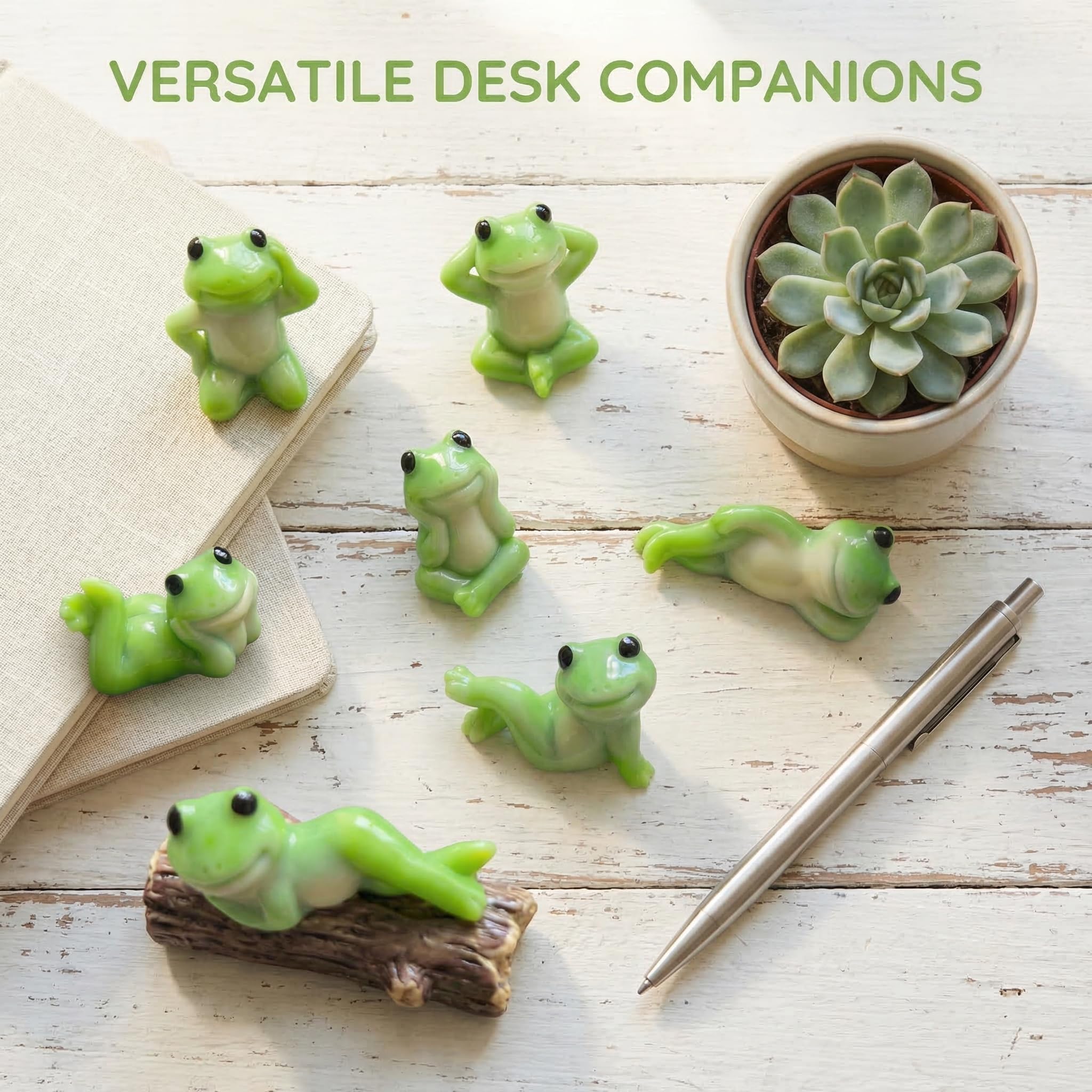 ZOUYIWET 6PCS Cute Frog Figurines, Mini Resin Frog Decor for Computer Monitor, Car Dashboard, Desk, Bookshelf, TV Stand and Home Office Decoration view 8