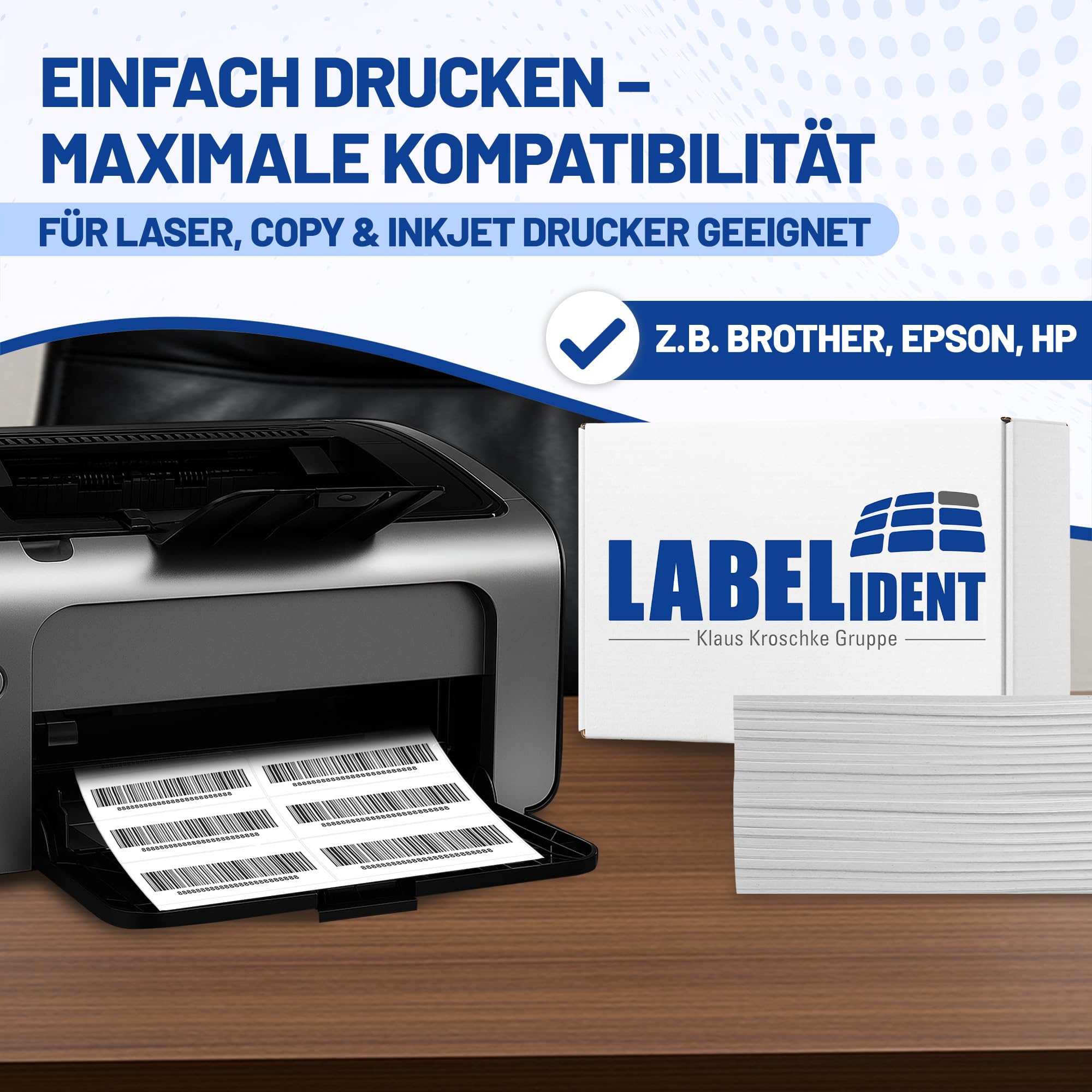 Labelident Laser-Etiketten 105 x 148 mm - 4 Etiketten pro A4-Bogen - 2.000 Etiketten (500 DIN A4 Bögen), selbstklebend, DIN A6 Adressaufkleber, Universal-Etiketten für Laser- & Inkjetdrucker