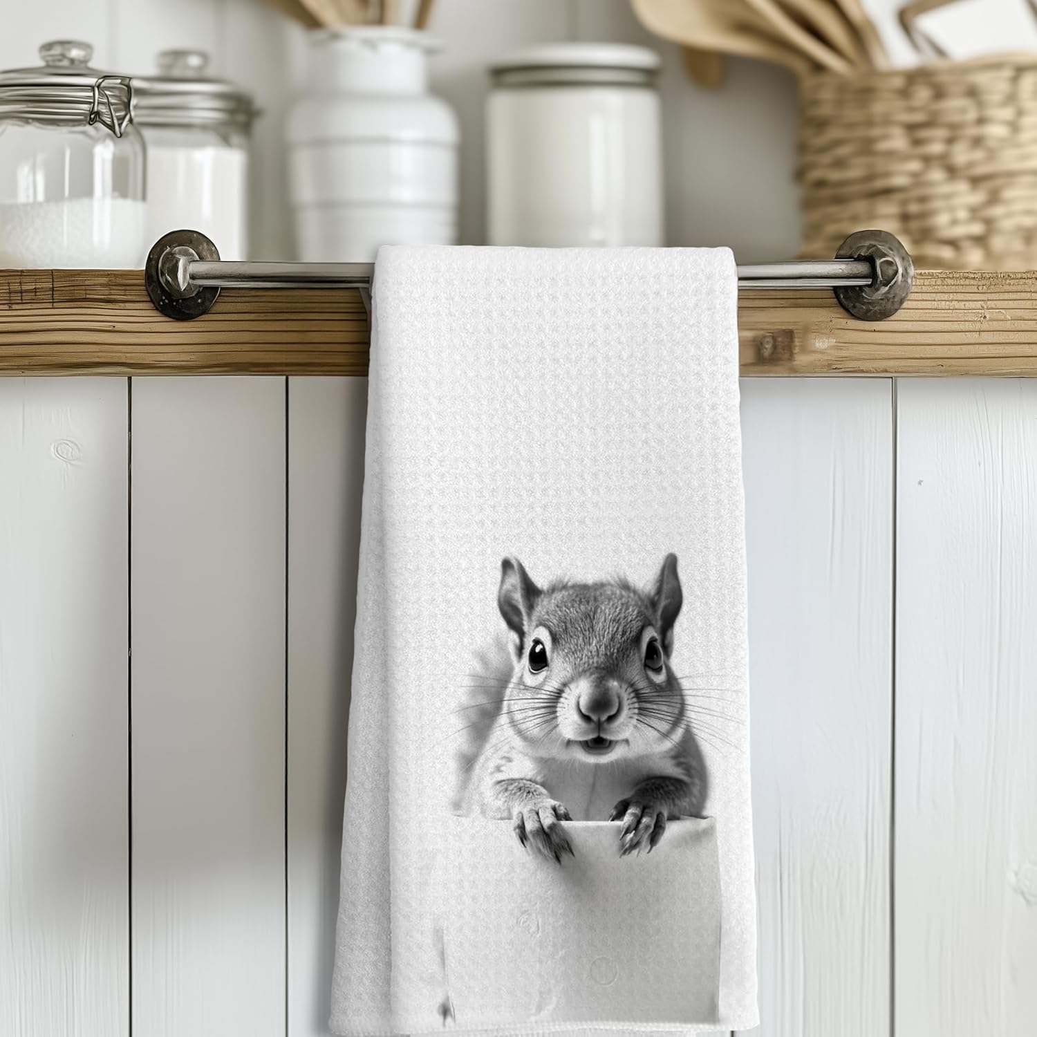 Funny Squirrel Hand Towels for Bathroom Decor, Squirrel Lover Lover Gifts, Funny Kids Bathroom Hand Towels, Funny Kitchen Towels, 16x24 Inches - Image 3