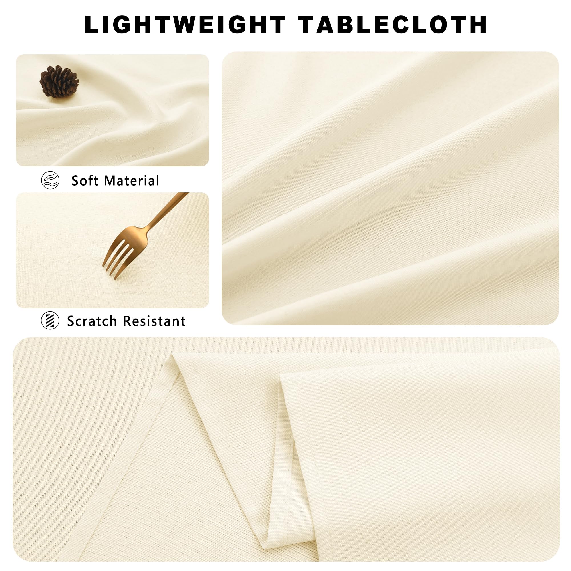 DWCN Tovaglia champagne lavabile, tovaglia da tavola effetto lino 150x300cm, morbida tovaglia da tavolo impermeabile e resistente agli agenti atmosferici per soggiorno, sala da pranzo, giardino