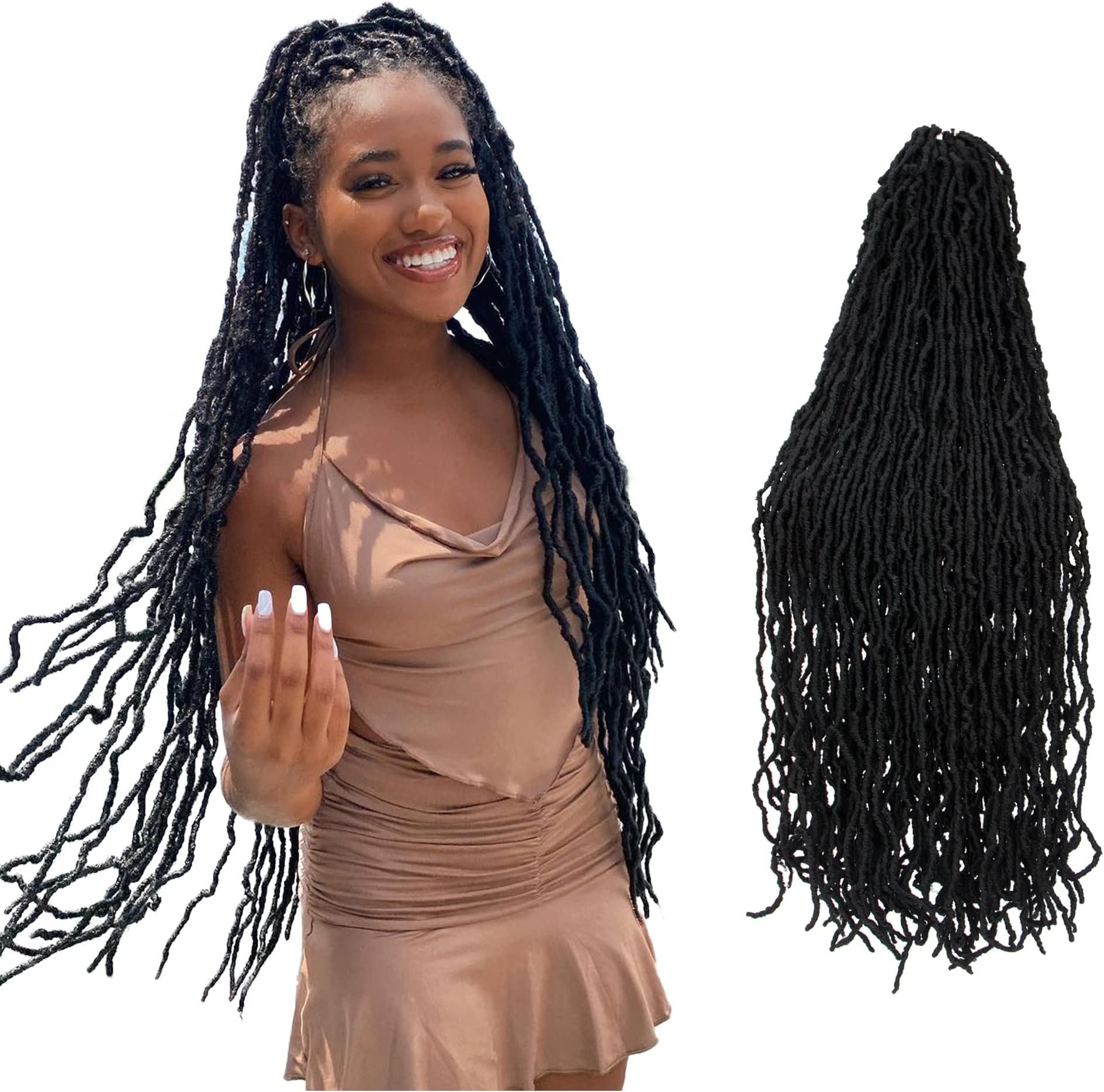 Faux Locs Crochet Hair For Black Women-Soft Locs 30 Inch 7 Packs Long Crochet Locs Goddess Locs Crochet Hair Pre Looped Braiding Hair Extensions (30 Inch (Pack of 7), 1B)