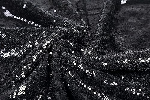 Miniatura 7 de Camino de mesa de lentejuelas negras, paquete de 10 caminos de mesa de 12 x 108 pulgadas con purpurina metálica brillante para baby shower, boda,