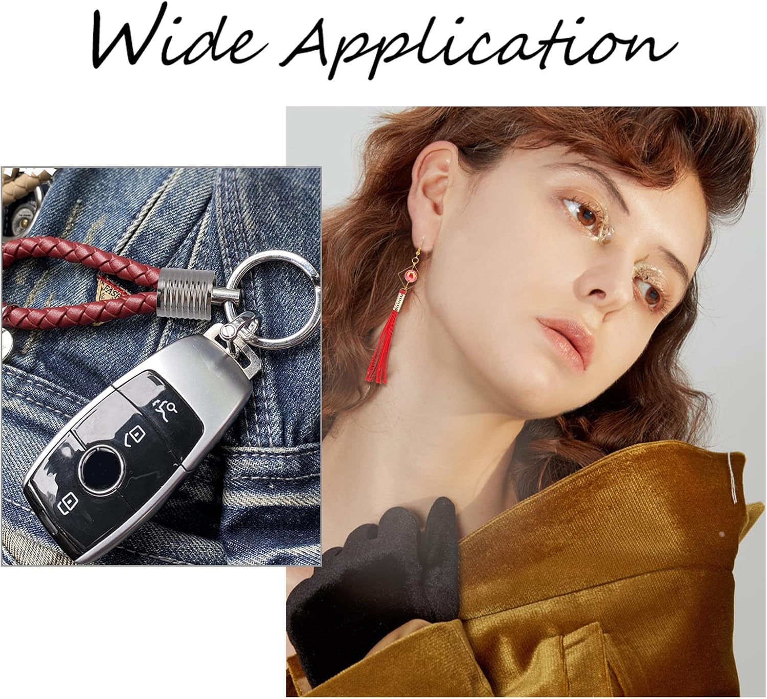 PH PandaHall 200pcs Leather Rope Clips, 3 Sizes & 4 Colors, Cylindrical Opening Crimps, Metal Foldable End Cap for Tassel Leather Cords Strings Jute Bracelet Necklace Macrame