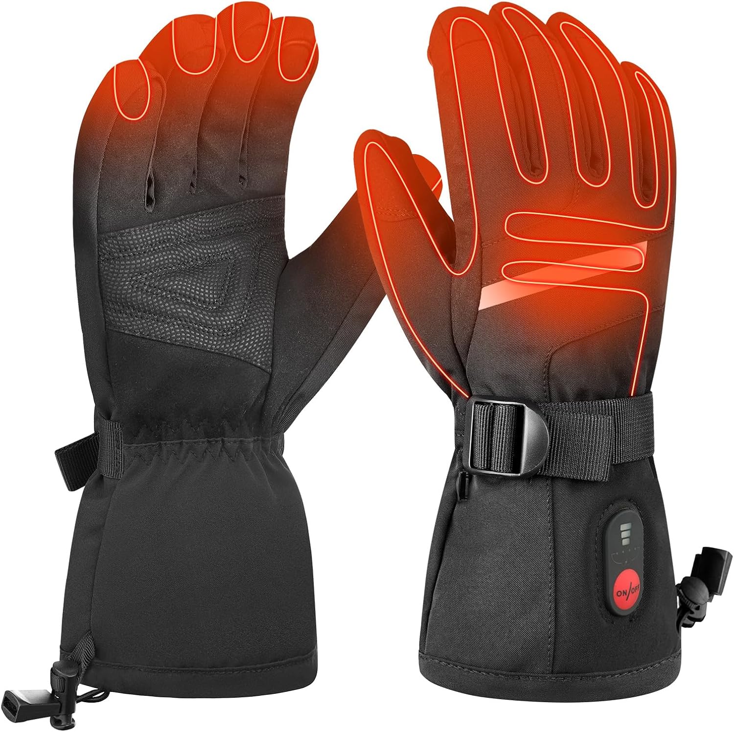Heated Gloves for Men & Women, 7.4V Rechargeable Battery Powered Electric Ski Gloves, Insulated Water-Resistant Windproof Touchscreen Winter Gear for Skiing, Working, and Outdoor Activities