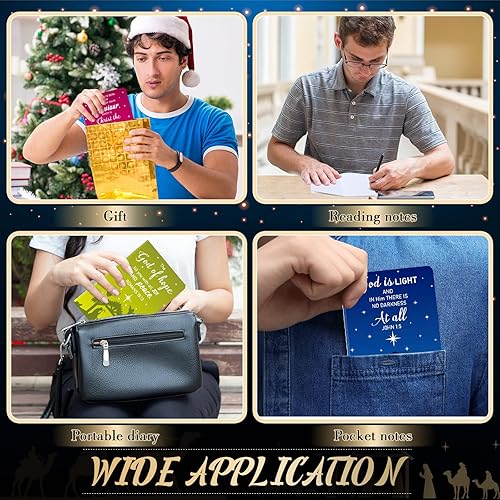 Miniatura 6 de Tenceur 100 piezas de mini bloc de notas de Navidad, tema de pesebre, relleno de calcetines cristianos, cuaderno de Navidad para niños, bloc de