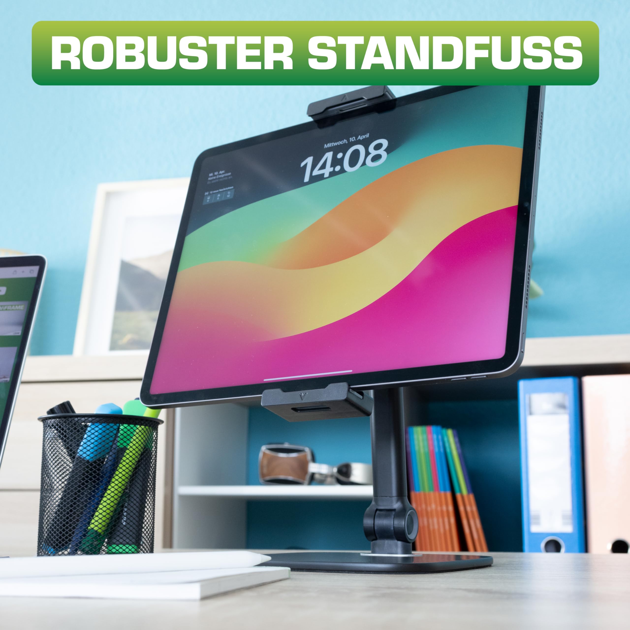 InLine 55720S uchwyt na tablet z podstawką, uchwyt na stół, stojak, regulowany, uniwersalny, do iPad Pro, iPad Air, Mini, Samsung Tab, Huawei i innych, czarny, do 12,9"