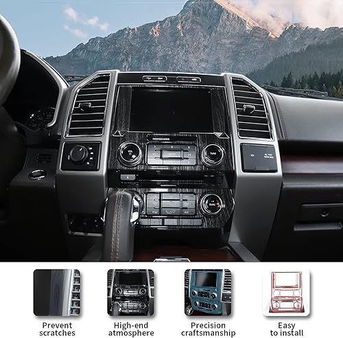 Miniatura 6 de JeCar Para F150 Consola central de grano de madera negra Interir Panel de tablero para Ford F150 2015-2020 Accesorios interiores