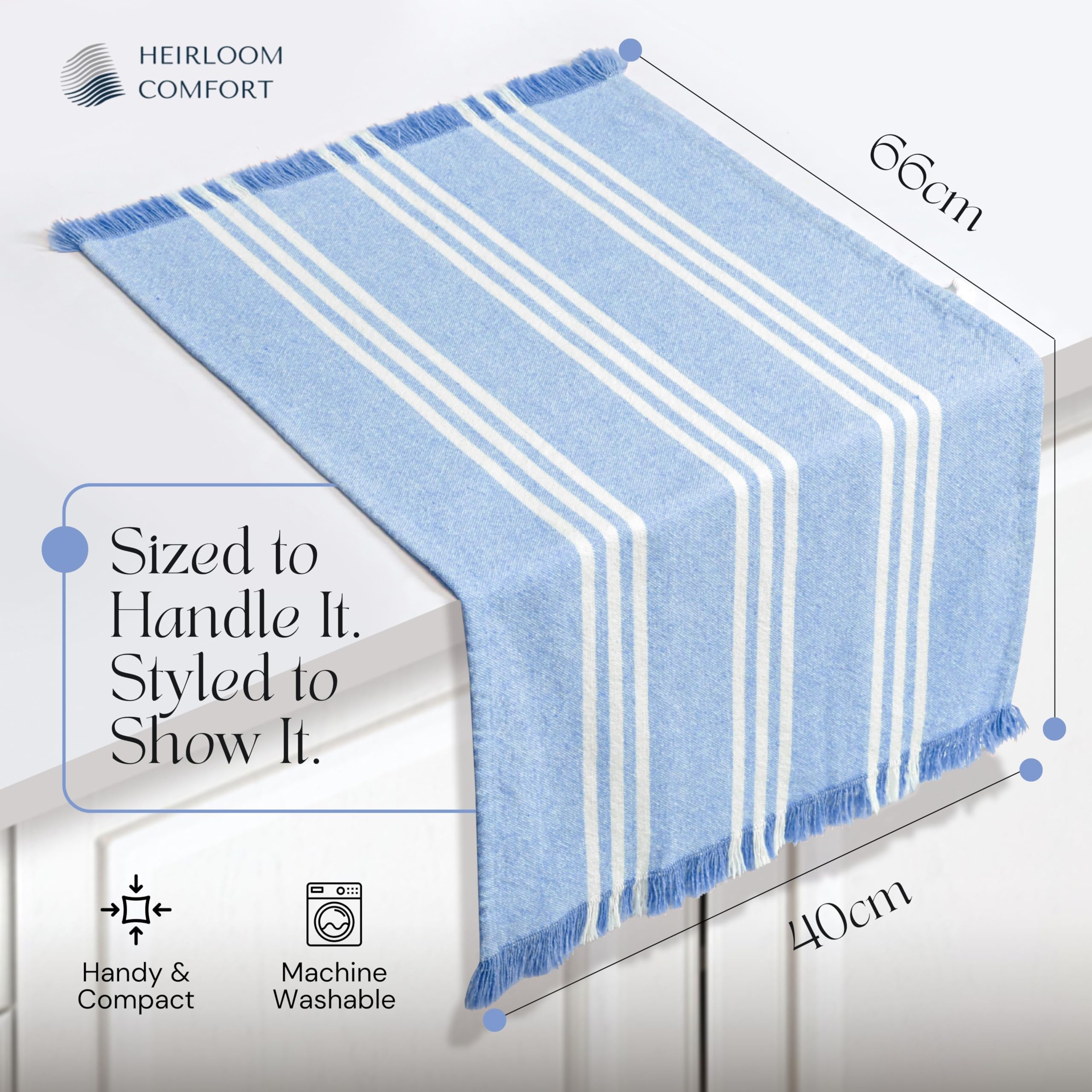 Confezione da 12 strofinacci da cucina monocromatici a righe con frange, 40 x 66 cm, 100% cotone, assorbenti e durevoli, ad asciugatura rapida, per la pulizia quotidiana, la cucina e