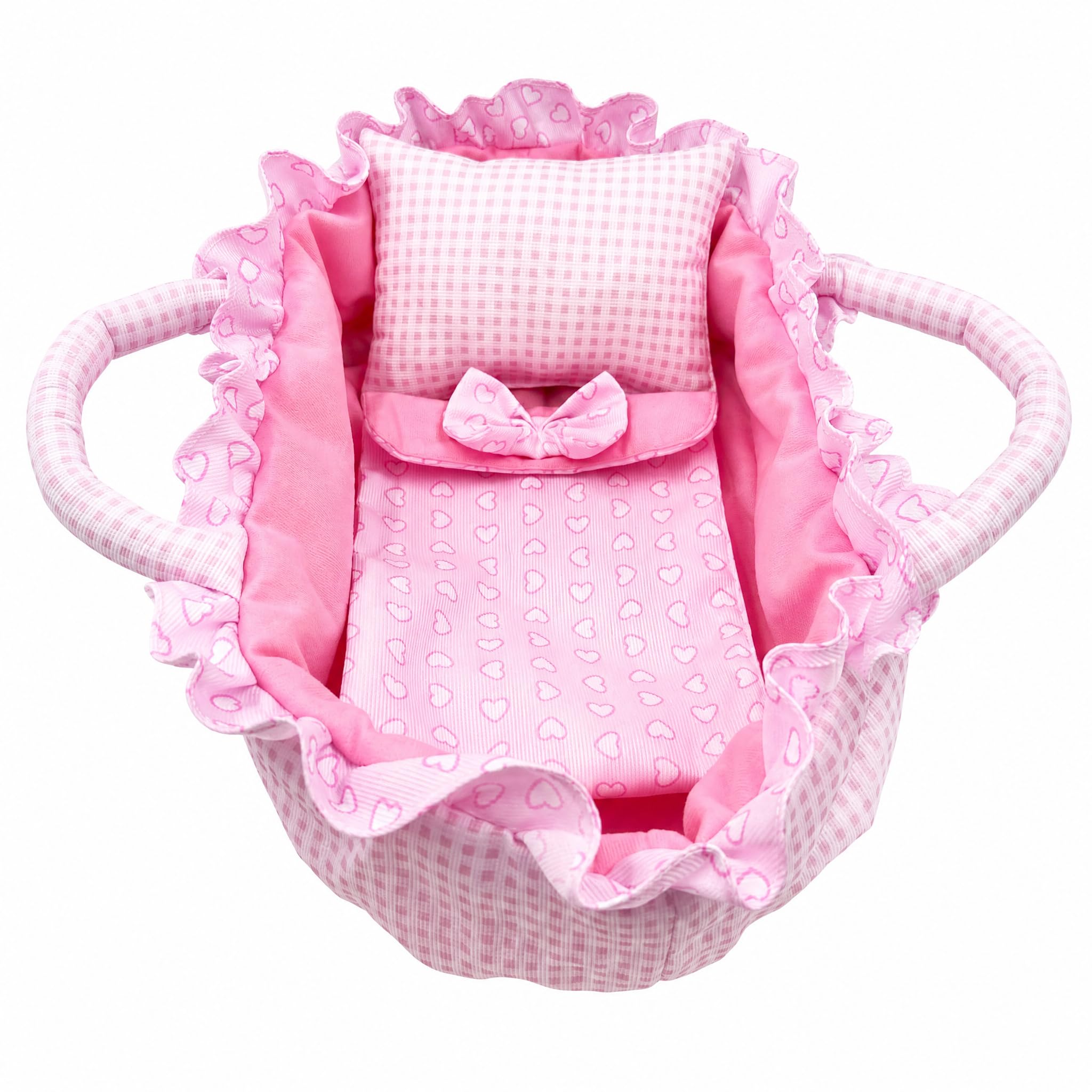 Baby Doll Bassinet, 35x18cm Doll Carrier with Pillow & Handles