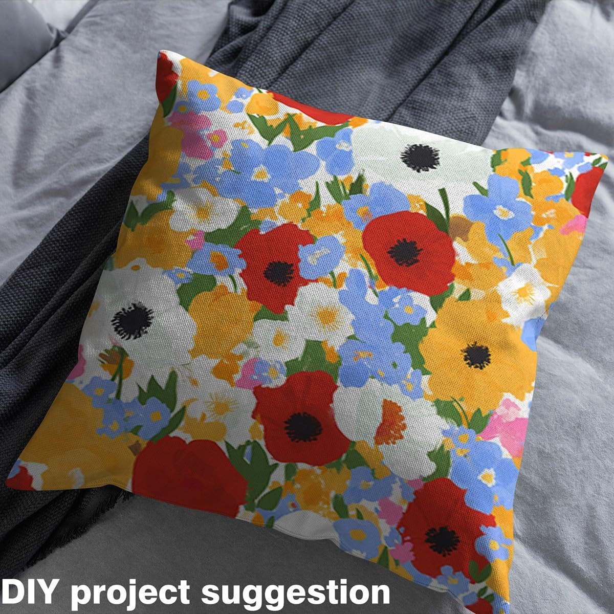 Colorful Flower Waterproof Fabric by The Yard Watercolor Hand Drawn Print Decorative Fabric for Upholstery and Home DIY Projects Vintage Blooming Floral Outdoor Upholstery Fabric,3 Yard