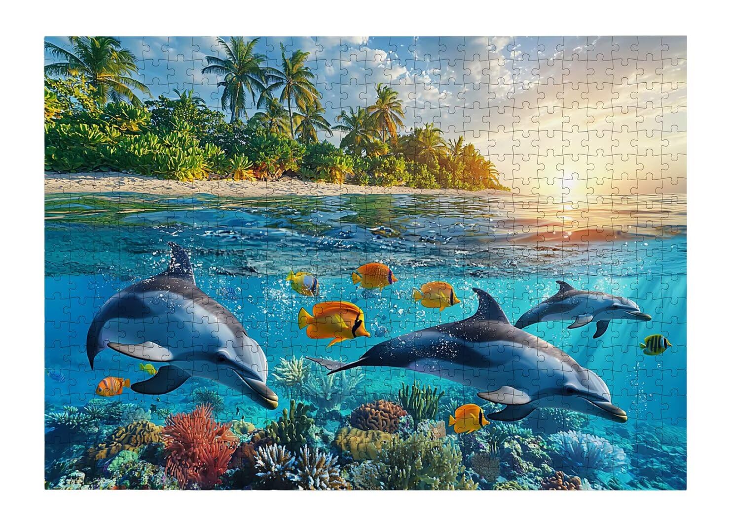 Puzzle 2000 elementów dla dorosłych, puzzle delfin wymagająca gra -4463
