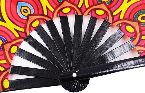 Miniatura 6 de Amajiji Ventilador plegable grande, accesorios de festival rave para hombresmujeres, ventilador de mano de bambú chineasejaponés, decoración de