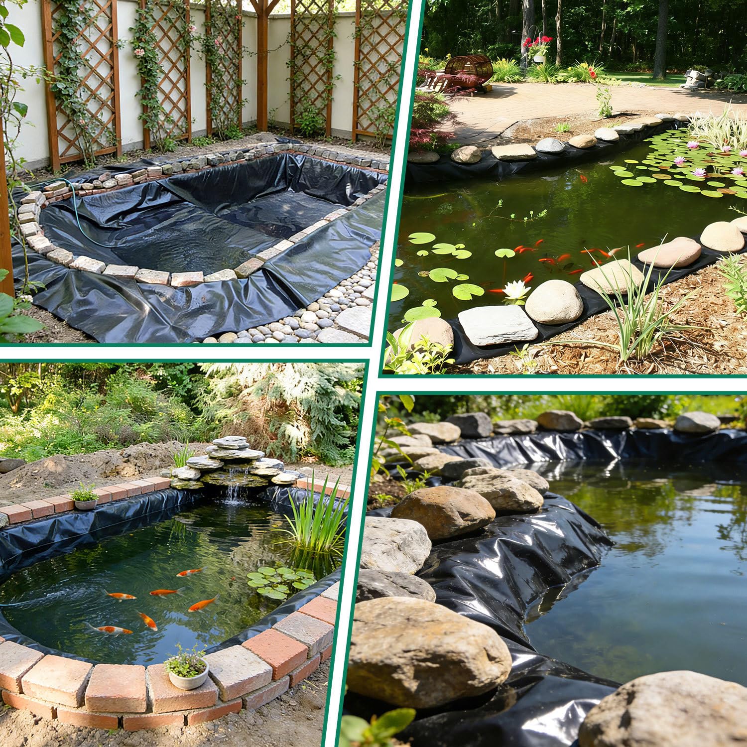 Teichfolie 4x6m, Schwarz 0,5mm HDPE, Großformatige Premium-Teichfolie Für Gewerbliche & Private Nutzung, Ideal Für Teiche, Becken Und Landschaftsbau