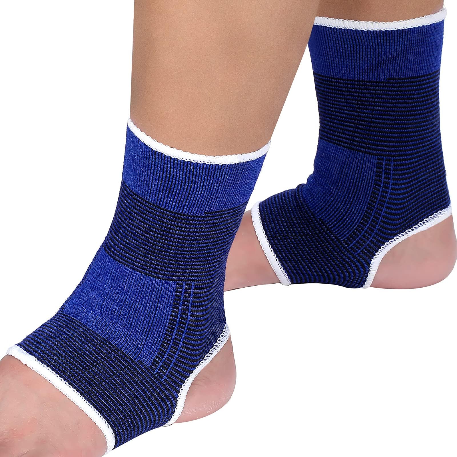 Haysandy 4 Pieces/ 2 Pair Kids Ankle Support Brace Elastic Kids Compression Socks Knitted Ankle Sleeve for Jogging Running Fitness(Dark Blue,10-15 Years)