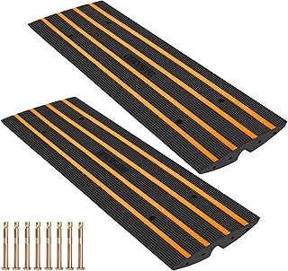 VEVOR Driveway Curb Ramp, 2 Pack 1 Channel Curb Bridge, 22046 Lbs Capacity Rubber Driveway Curb Bridge, 2.6" Rise Curbside Bridge Ramp for Driveway, Loading Dock, Garage, Sidewalk, Car, Truck, Scooter