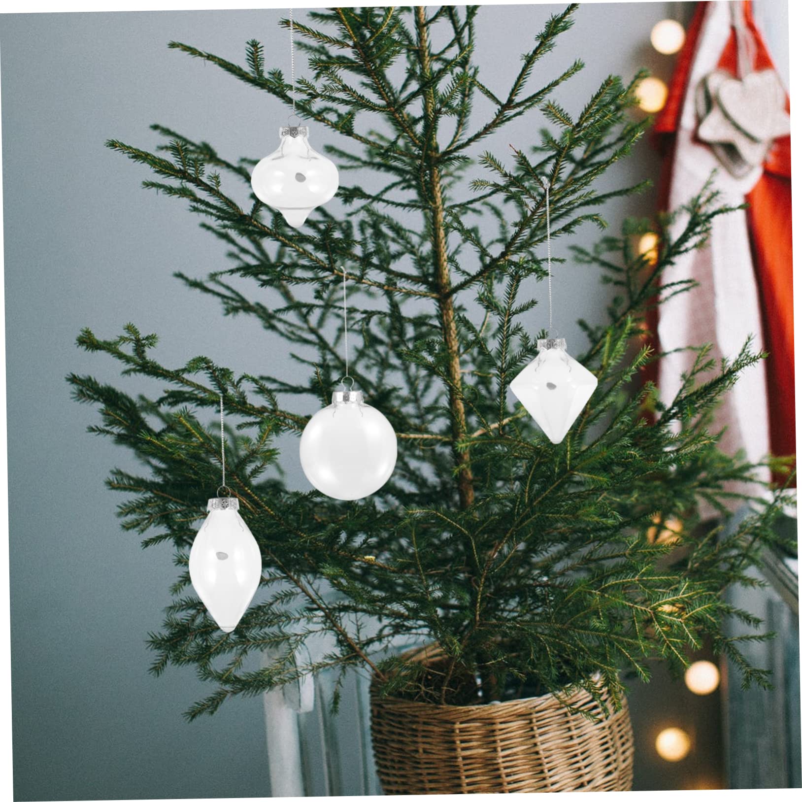 Bolas De Navidad Transparentes Rellenable 16 Pcs 9-13.5 Cm Plástico Pet Colgantes Adornos para Árbol Navideño Decoración Festiva