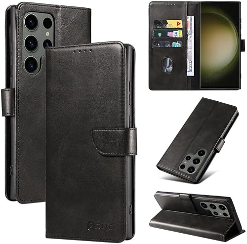 D.U.O Funda de cuero para Galaxy S23 Ultra Wallet Funda de cuero para teléfono con tarjetero para Galaxy S23 Ultra ranura para tarjeta Soporte