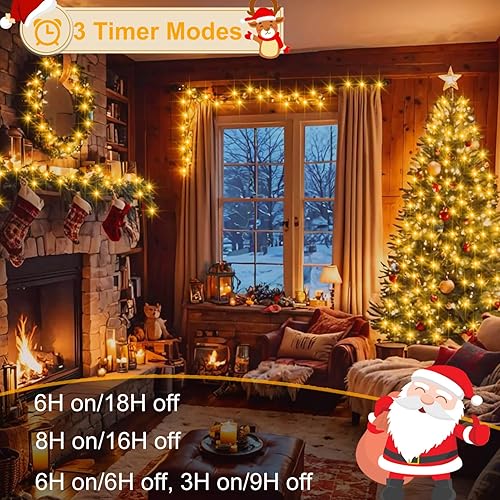 Miniatura 4 de Tira de 400 luces LED enchufables, tira de luces de Navidad extralargas de 66 pies con temporizador remoto conectables para decoración de interiores
