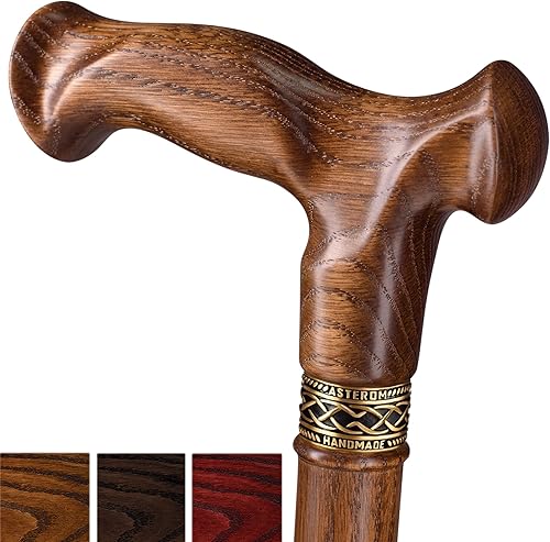 Asterom Bastón de caminar para hombres y mujeres, hecho a mano, ergonómico, resistente, bastones de madera para personas mayores, bastones fríos